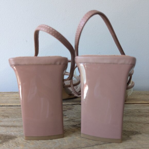 Size 9 Aldo Jennifer Dusty Rose Pink Strappy Heels square toe - Picture 3 of 9